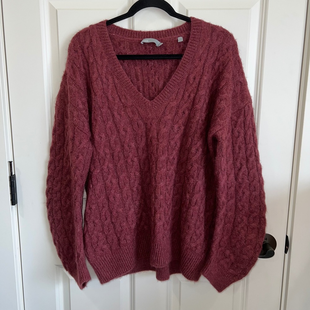 Vince Cable‎ Knit Soft Alpaca Blend Oversized V-Neck Sweater Size Medium Women's